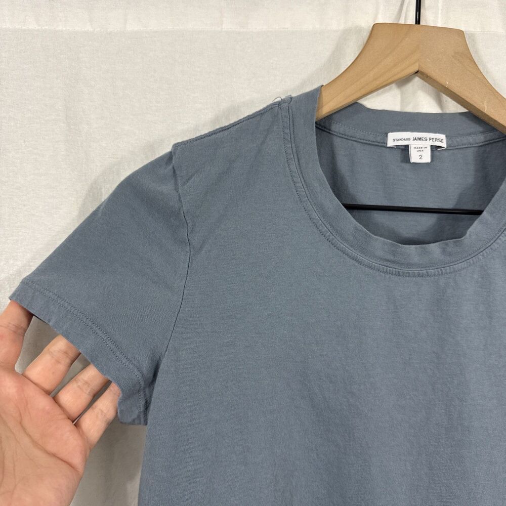Standard James Perse Vintage Little Boy Tee Blue Noir Pigment Womens Sz M Casual - Picture 4 of 7